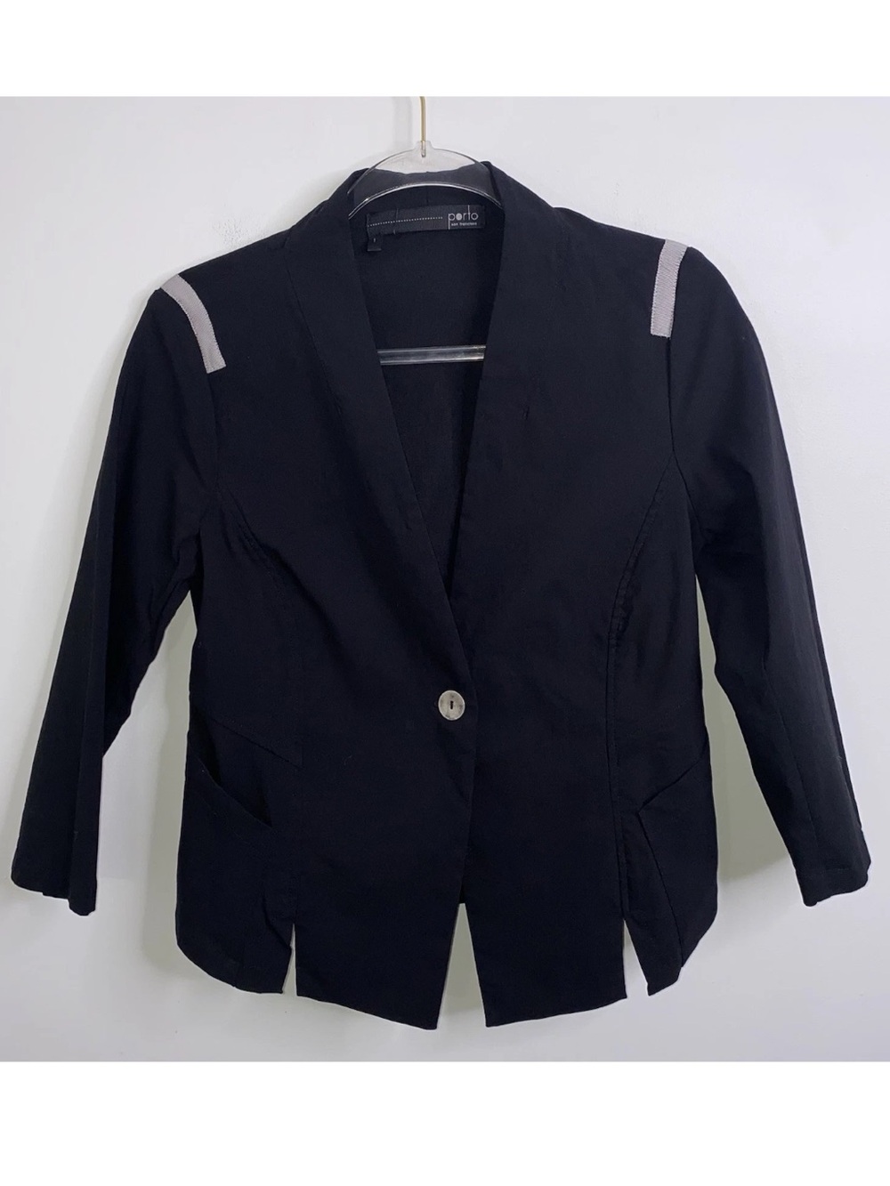 Porto San Francisco Jacket Womens Small Black Stretch Single Breasted Blazer USA